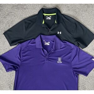 Lot of 2 Under Armour Performance Golf/Polo Shirts - Men's LG - HeatGear Loose